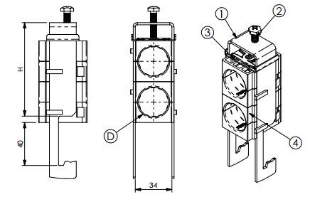 Mast Kabelklammer till LDF4-50A 1/2" Dual